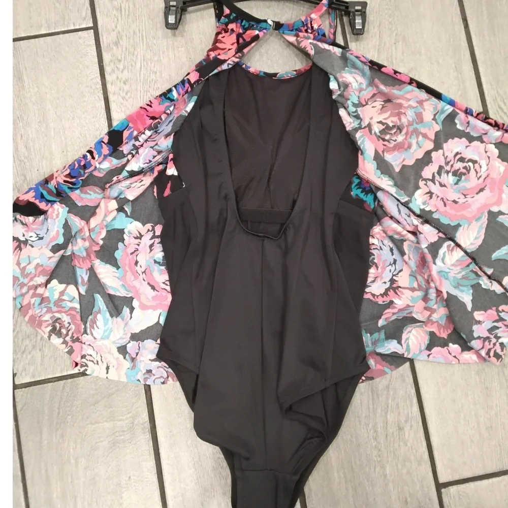 Magicsuit Women Black Floral High Neck One Piece Swimsuit Size 12 6017820 New - Picture 2 of 8